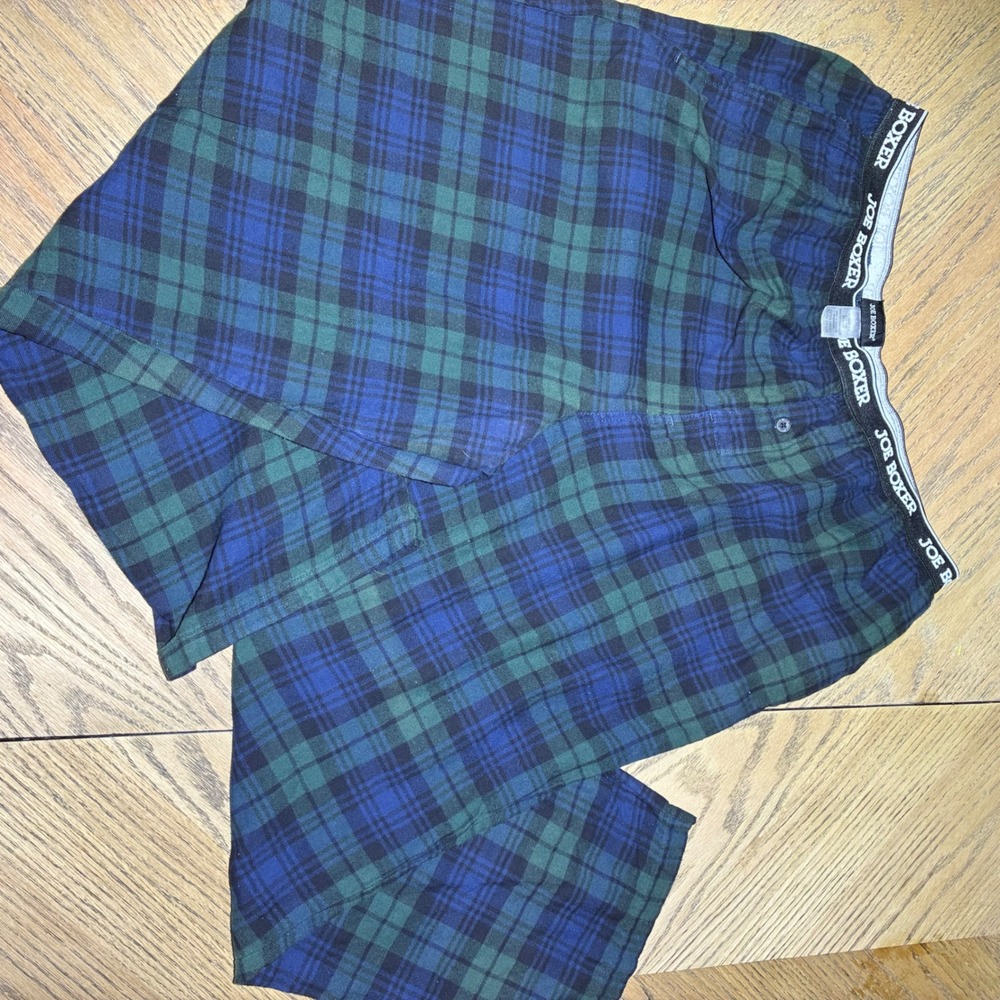 Joe Boxer Mens Plaid Flannel Pajama Pants Green Blue Watch XL Lounge Bottoms
